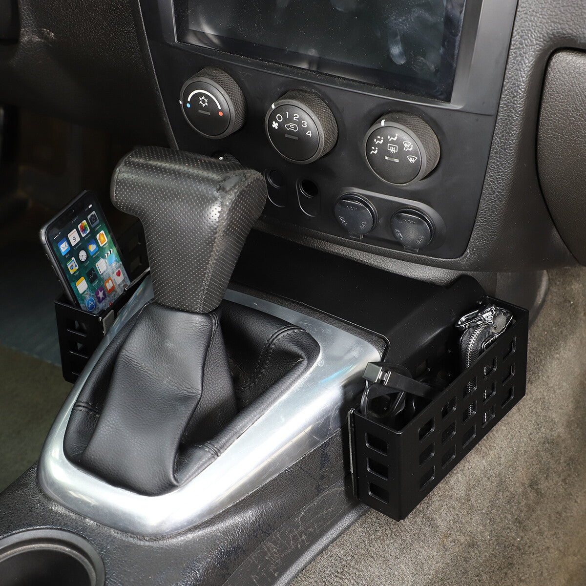 Black Interior Gear Shift Storage Box Two Baskets Trim For Hummer H3 05-07 3
