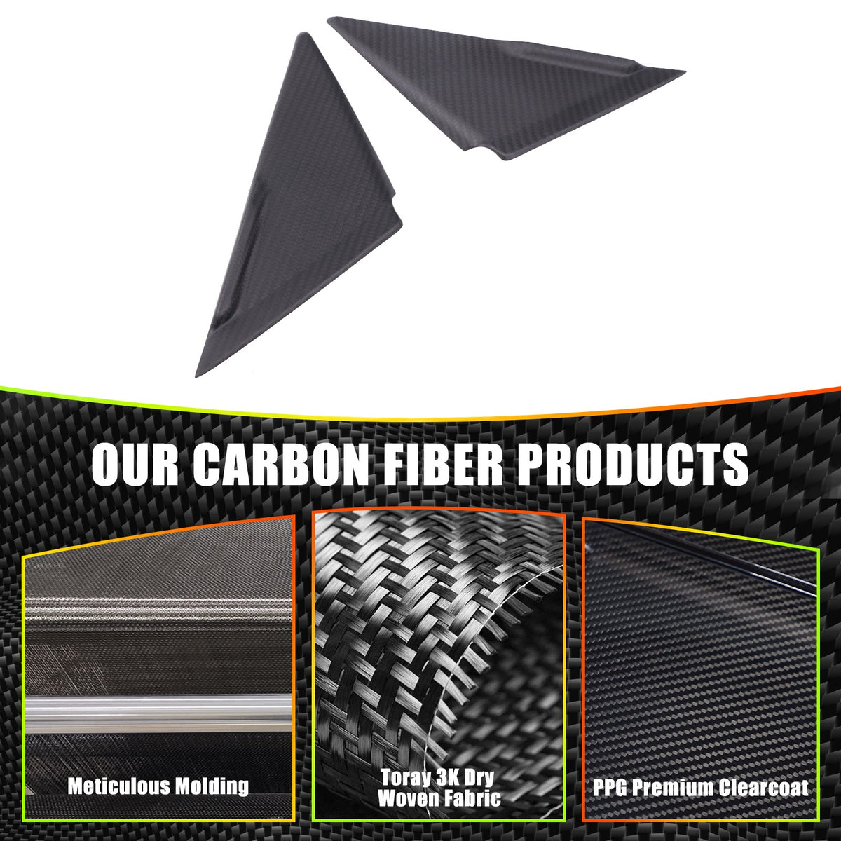 Matte Real Carbon Fiber Front A-Pillar Triangle Trim For Nissan GTR R35 2008-16 3