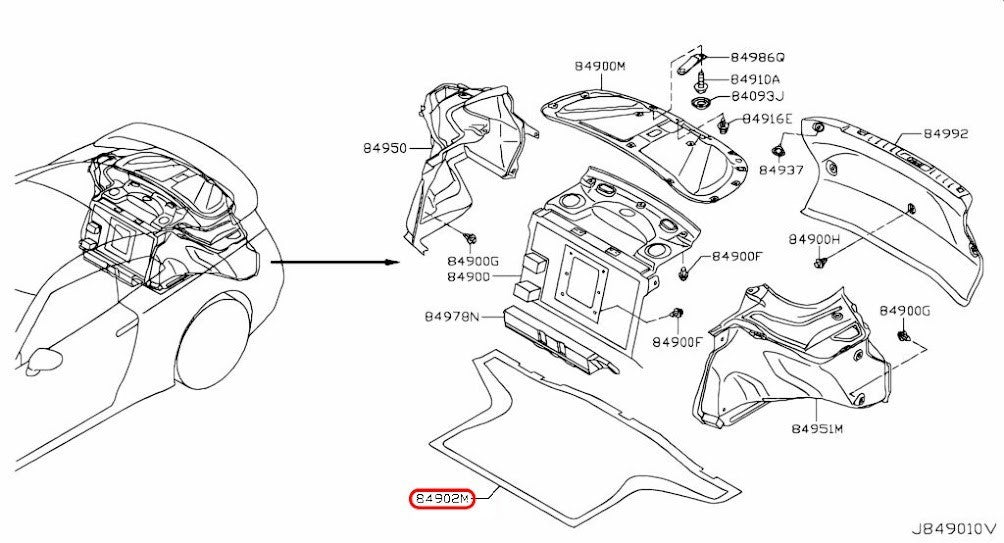 Nissan OEM TRUNK FLOOR CARPET 84902-6AV0A For R35 GT-R 3