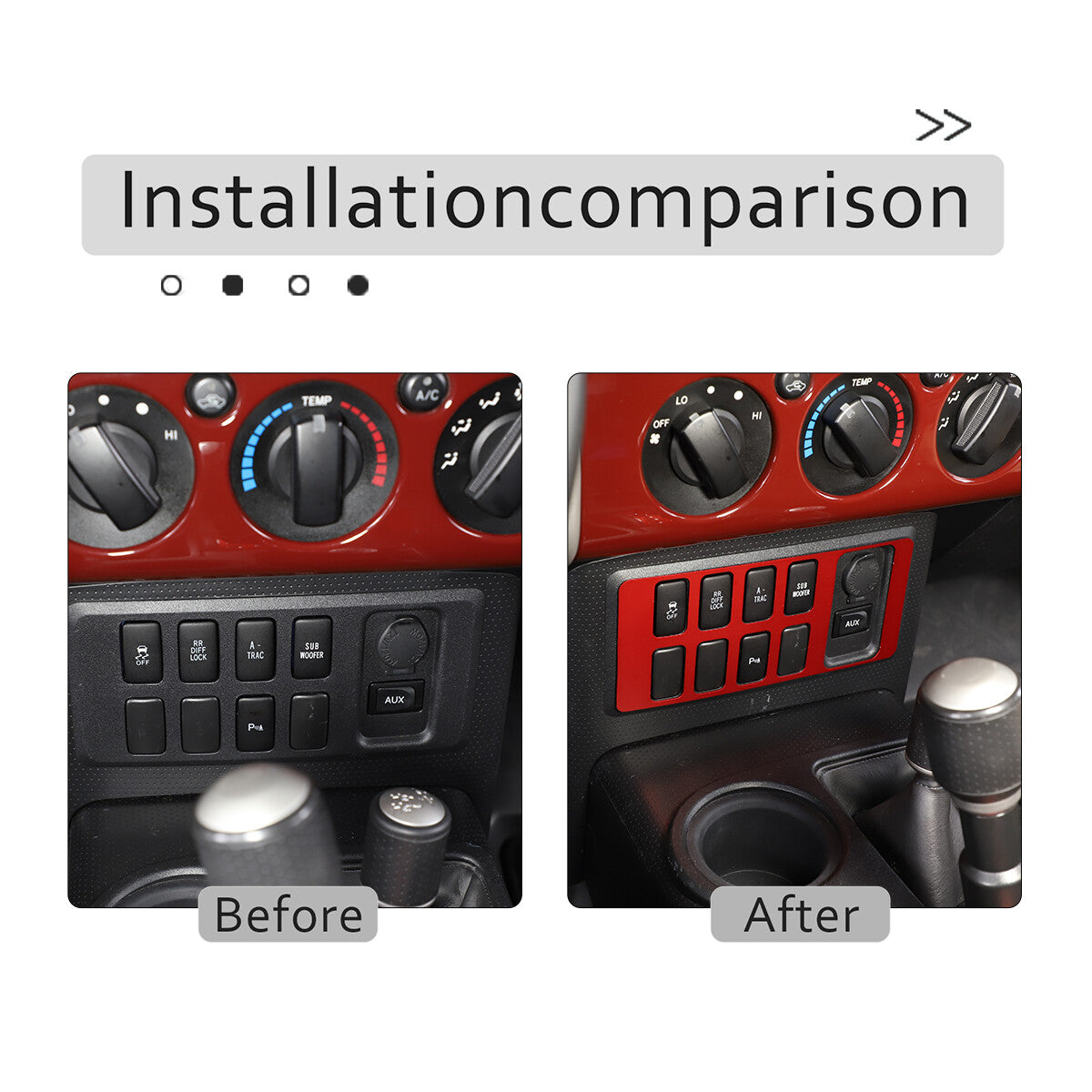 Red Alloy Dashboard Centrol Console Trim Set For Toyota FJ Cruiser 2007-21 5