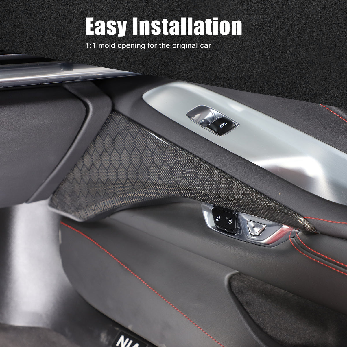 Real Honeycomb Carbon Fiber Interior Door Panel Cover Trim For Corvette C8 20-26 16