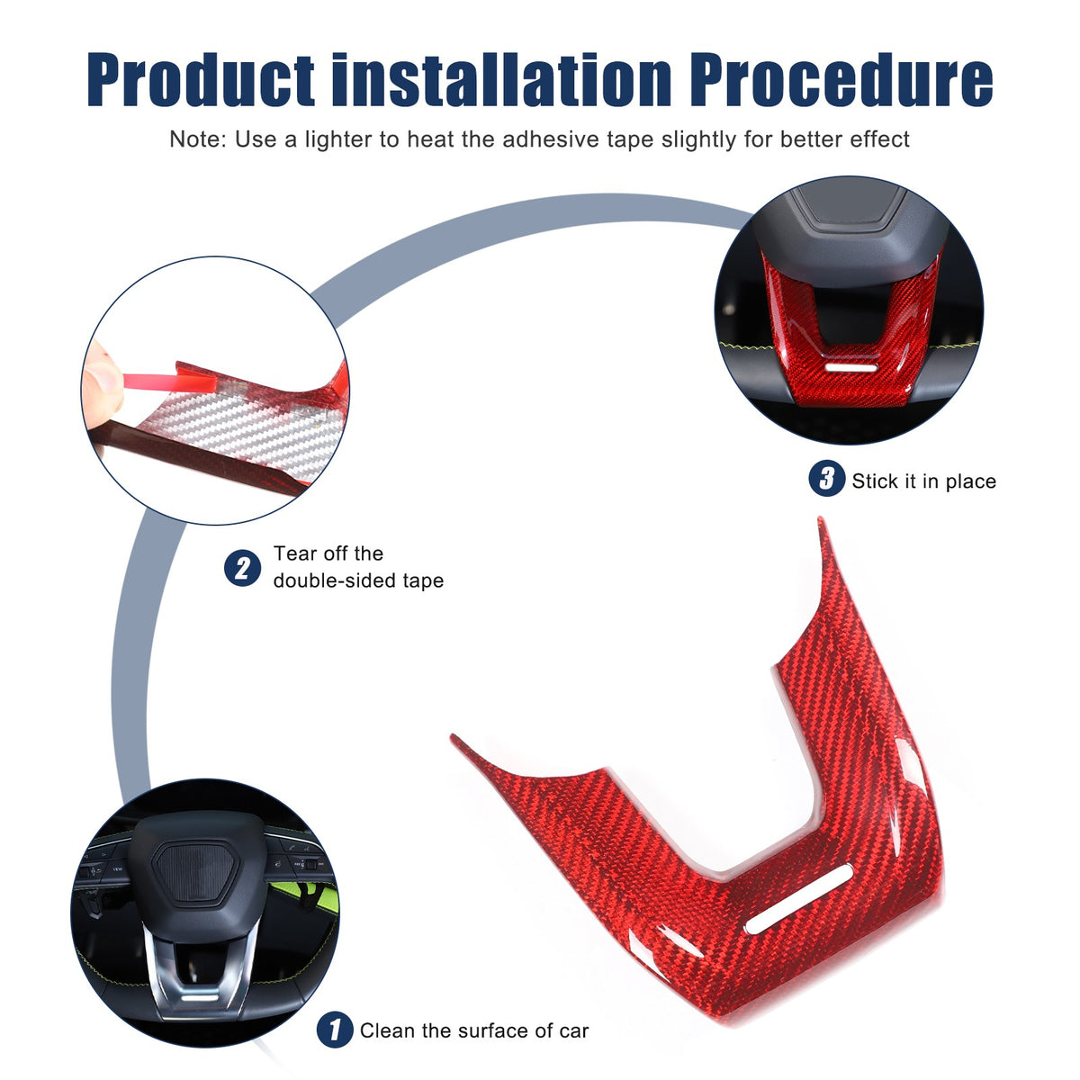 Red Real Carbon Fiber Steering Wheel Trim For Lamborghini Urus/Urus SE 2018-2023 24