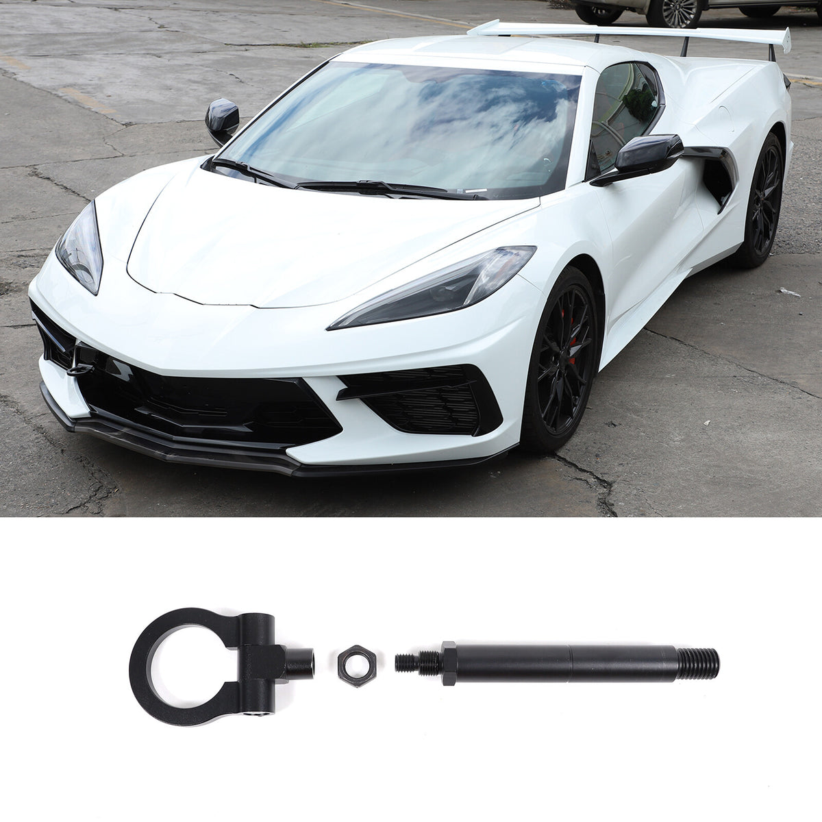 Front Bumper Trailer Track Racing Aluminum Tow Hook Ring For Corvette C8 20+ US 51