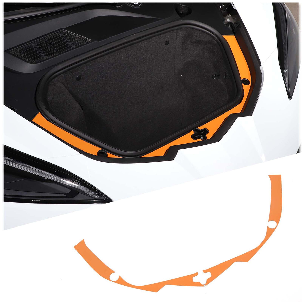 Yellow Front Trunk Bezel Gloss Stainless Plate Trim Strip For Corvette C8 20-26 2