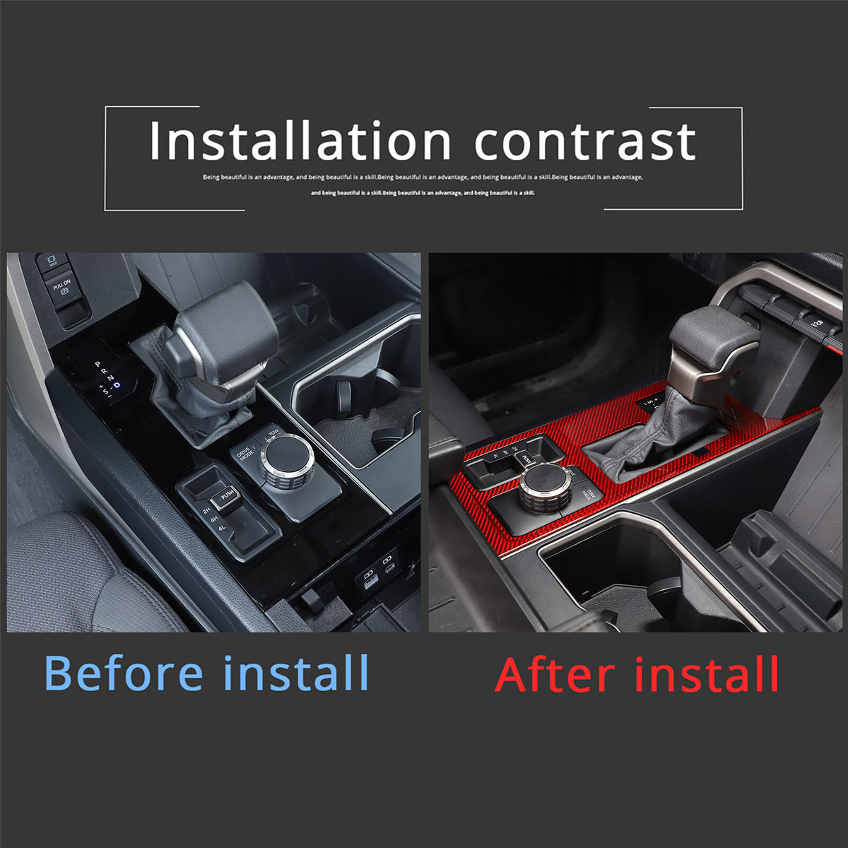 Red Real Carbon Fiber Console Gear Shift Box Panel Trim For Toyota Tundra 22-26 5