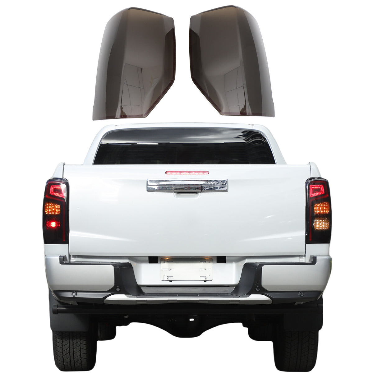 ABS Transparent Smoked Black Gray Tail Light Cover For Mitsubishi L200 2019+ 12