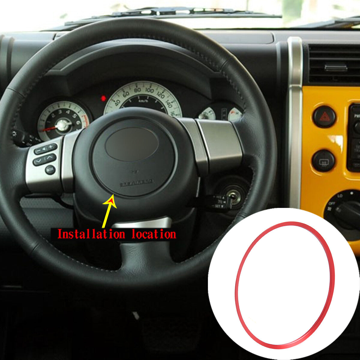 Red Alloy Dashboard Centrol Console Trim Set For Toyota FJ Cruiser 2007-21 8