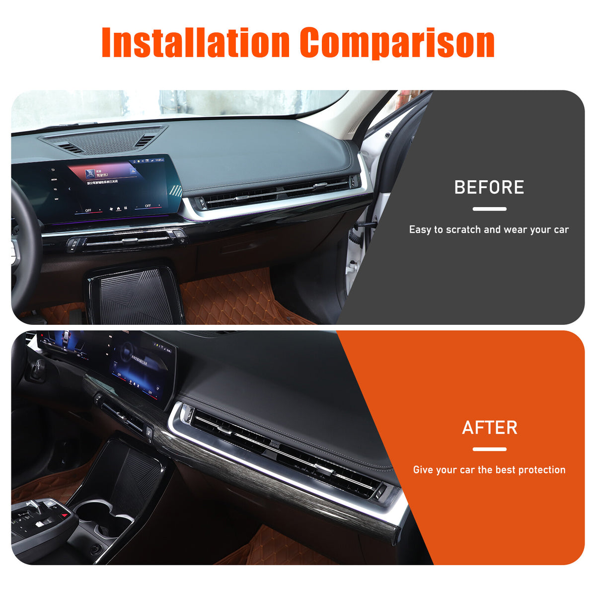 Black Grain Center Console Dashboard Cover Trim for BMW X1 U11 2023-2025 19