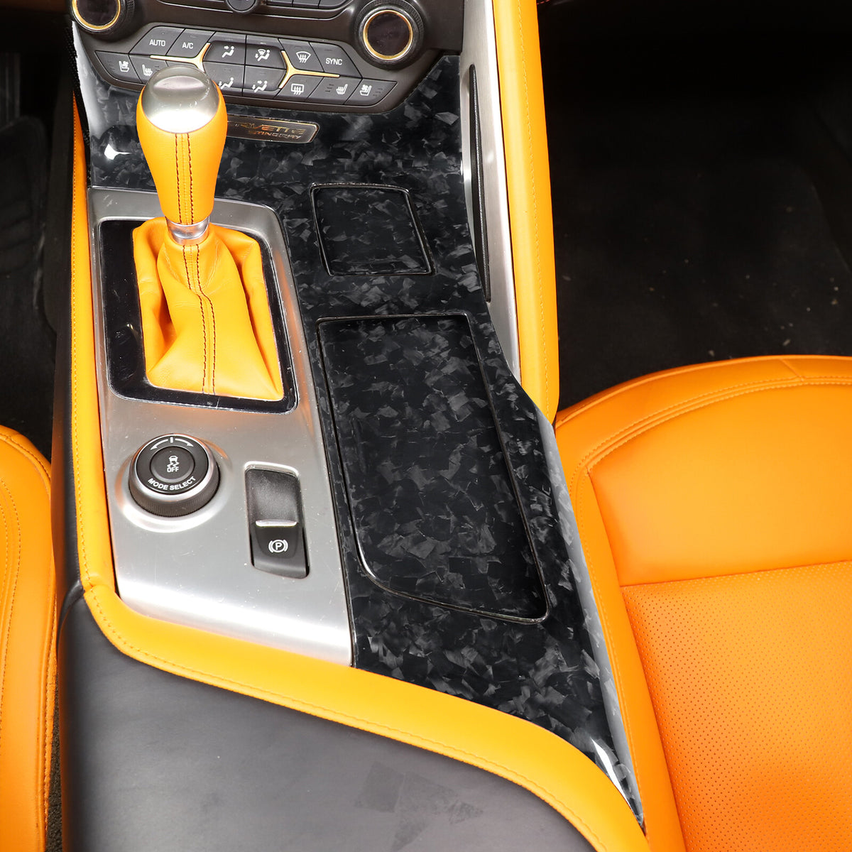 Forged Carbon Center Water Cup Holder Panel Trim Cover For Corvette C7 2014-2019 4
