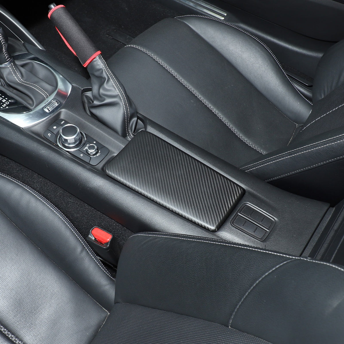 Matte Real Carbon Fiber Center Console Armrest Trim For Mazda MX-5 Miata 2016+ 12