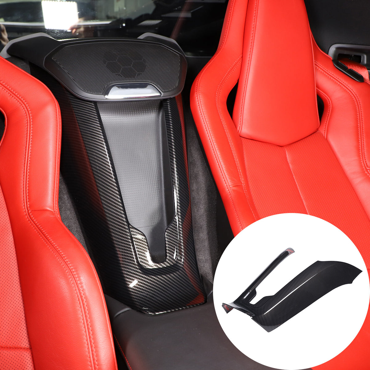 ABS Carbon Fiber Armrest & Waterfall Wireless Charger Cover For Corvette C8 20+ 14