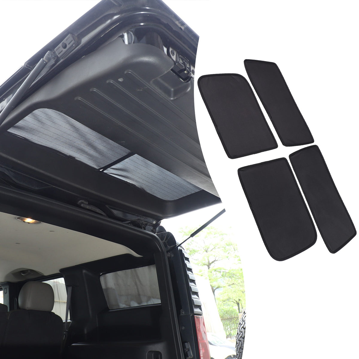 Black Rear Tailgate Window Mesh Screen Sun Shade Cover For Hummer H2 2003-2009 17