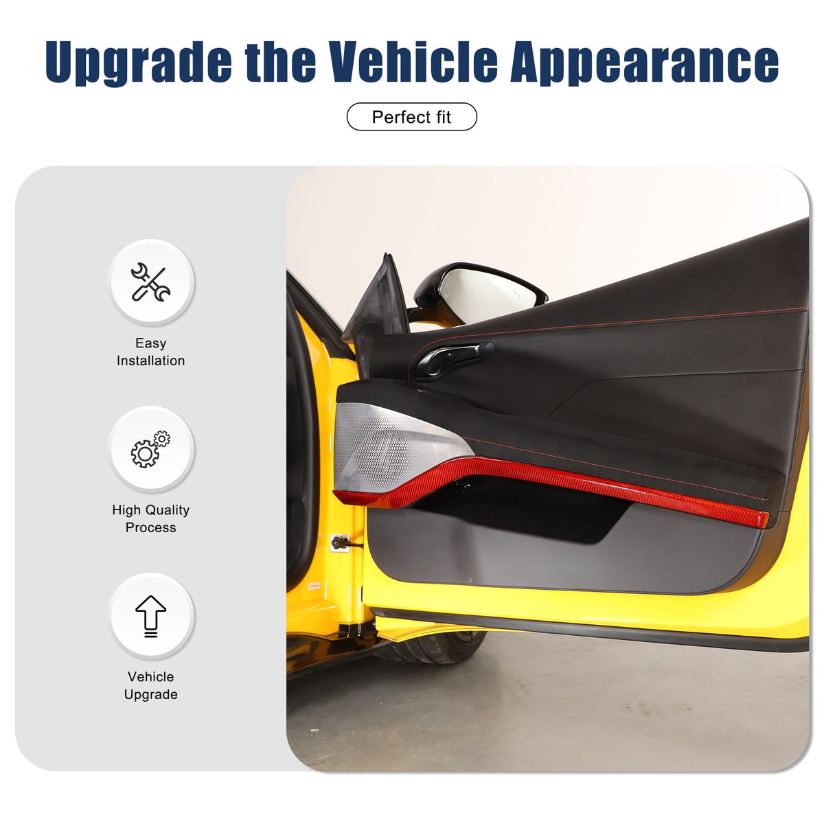 Red Real Carbon Fiber Interior Inner Door Panel Trim For Lotus Emira 2021-2023 13