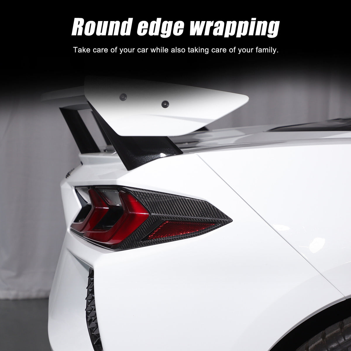 Real Carbon Fiber Rear Taillight Side Trim Cover for Corvette C8 2020+ 13