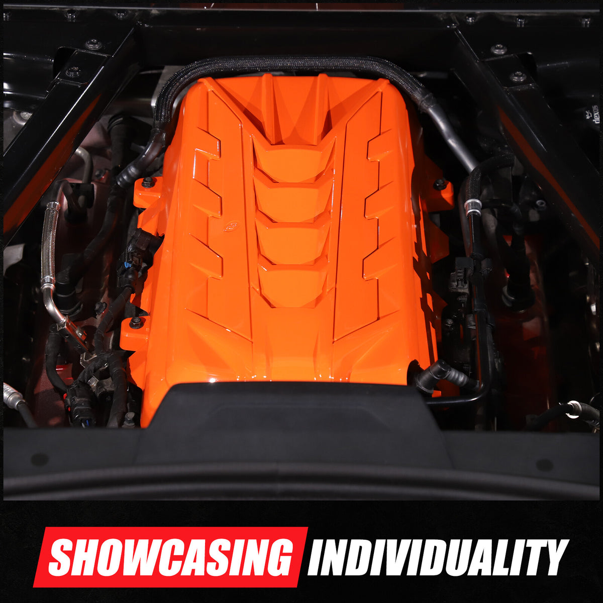 Orange Engine Bay Panel Cover Trim in Edge Blue For Corvette Coupe C8 2020-2026 19