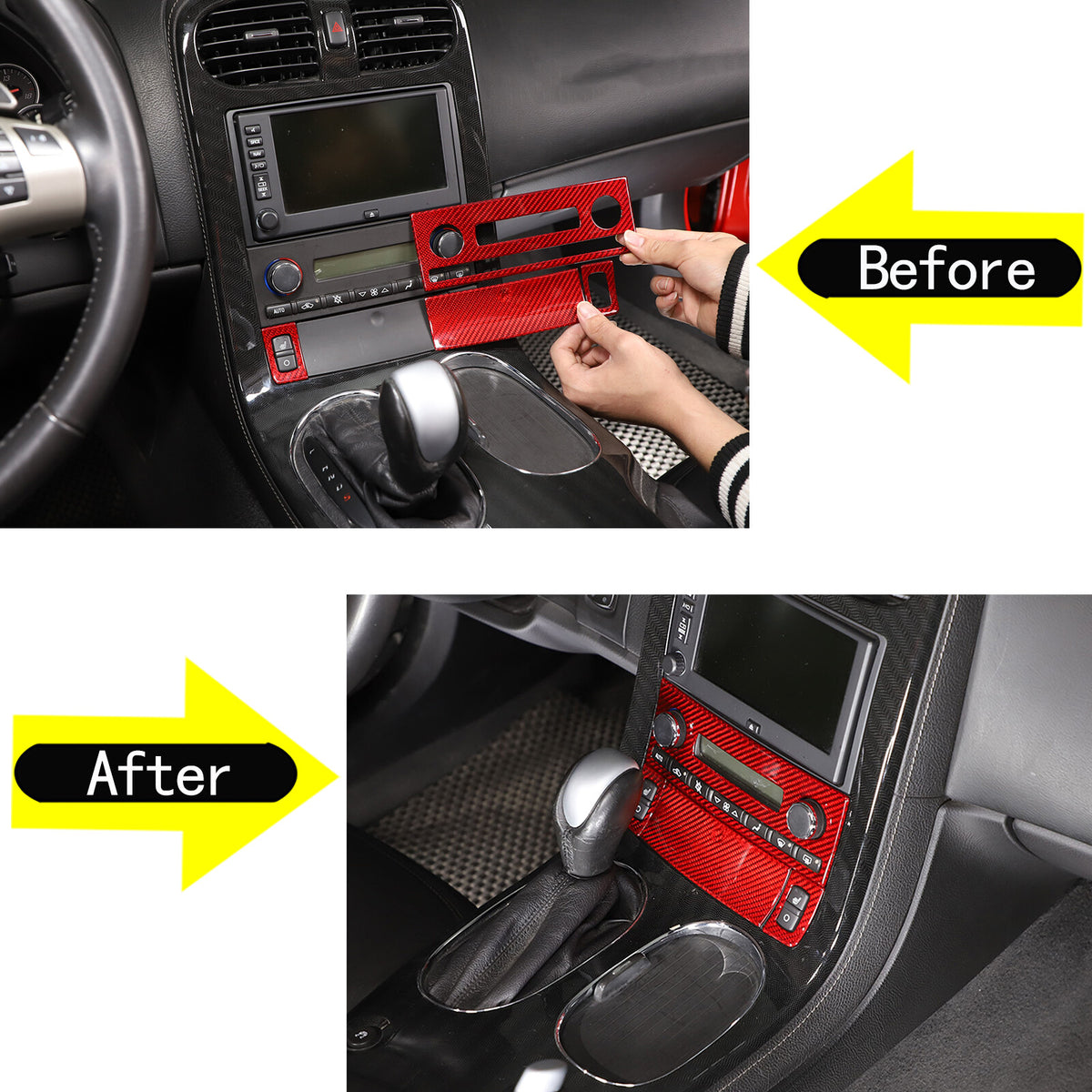 Red Real Carbon Fiber Center Console Air Conditioner Trim For Corvette C6 05-13 3