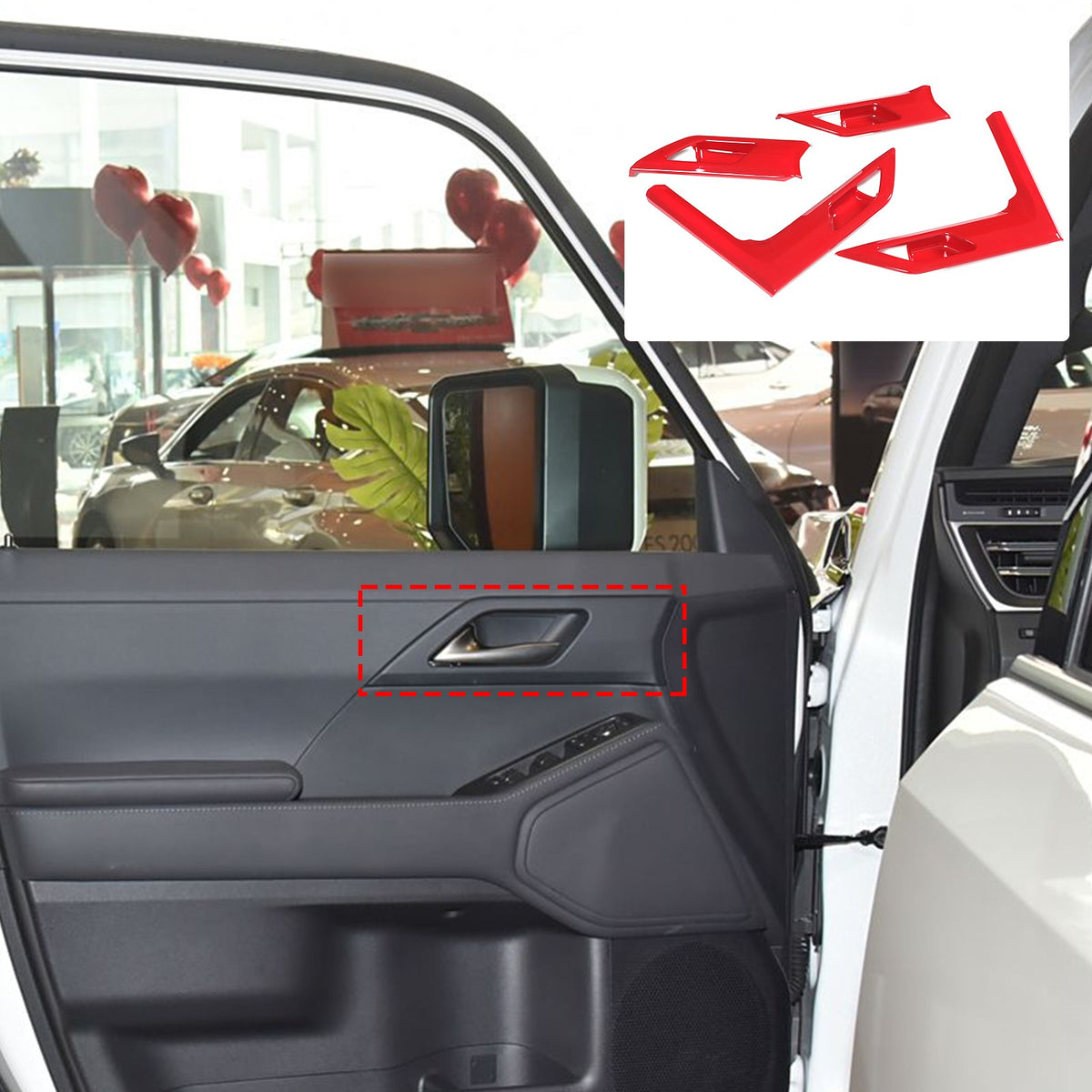 Sport Red ABS Inner Interior Door Bowl Trim Cover For Lexus GX 2024+ 1