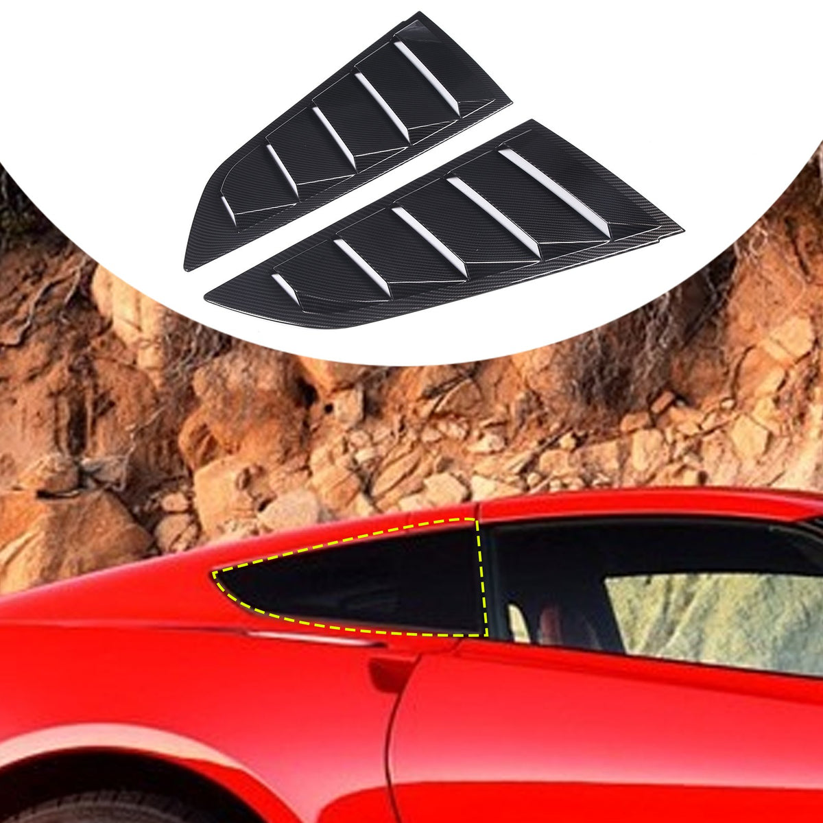 ABS Carbon Fiber Rear Side Window Louver Shutter Trim For Corvette C7 2014-2019 1