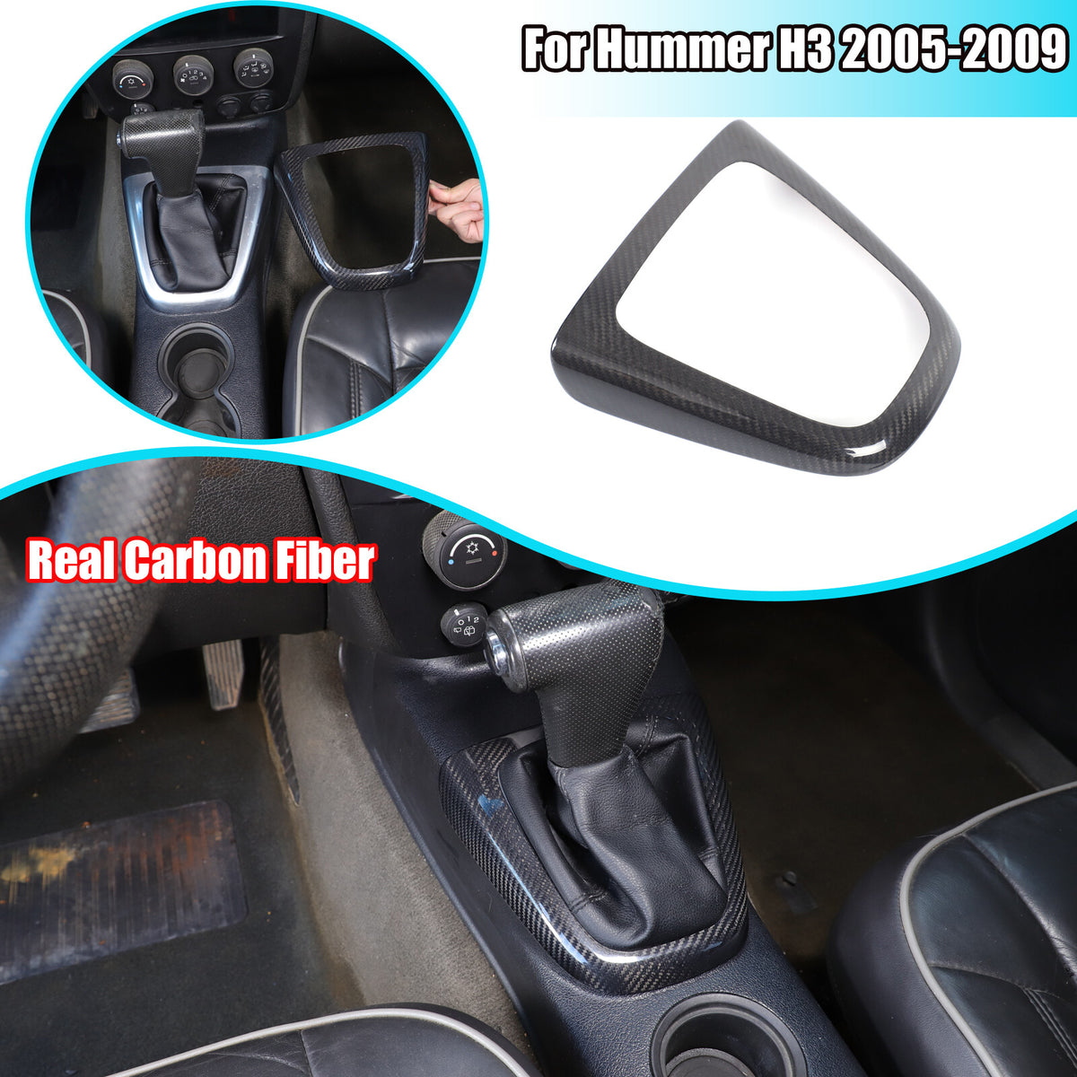 Real Carbon Fiber Center Console Gear Shift Panel Cover For Hummer H3 2005-2009 1