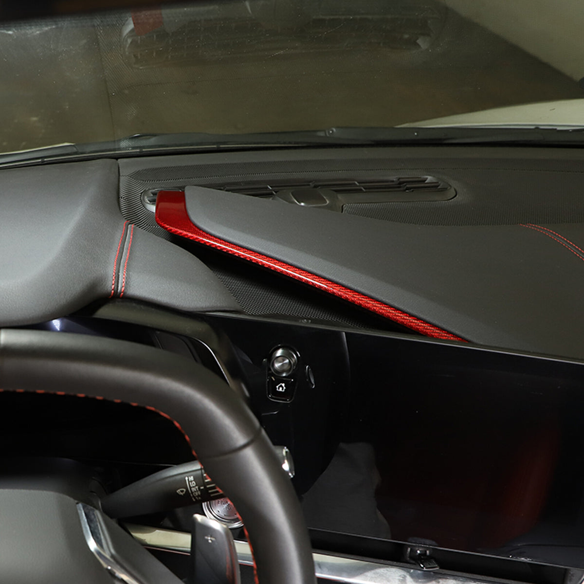 Red Real Carbon Fiber Center Side Instrument Trim For Corvette C8 20-25 US 4