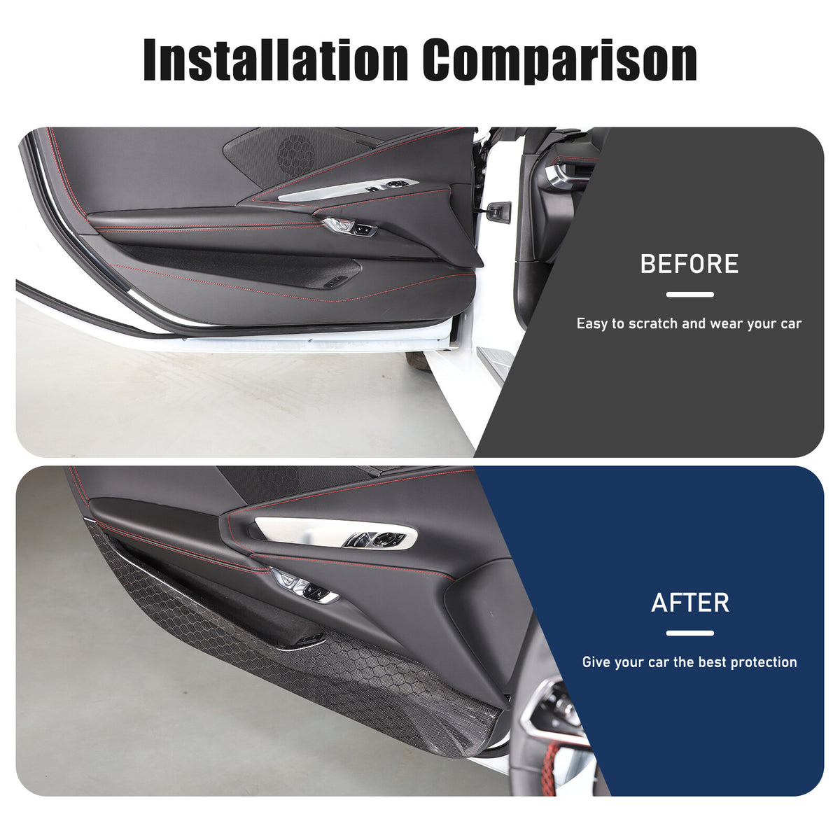 Real Honeycomb Carbon Fiber Door Panel Cover Trim For Corvette C8 20+ US 9
