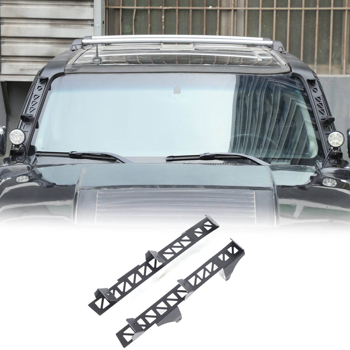 Carbon Steel A-Pillar LED Light Bar Mount Bracket For Hummer H3 2005-2009 7