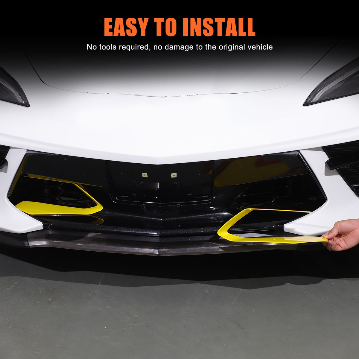 Yellow ABS Front Bumper Middle Grille Trim Cover For Corvette C8 2020+ 8
