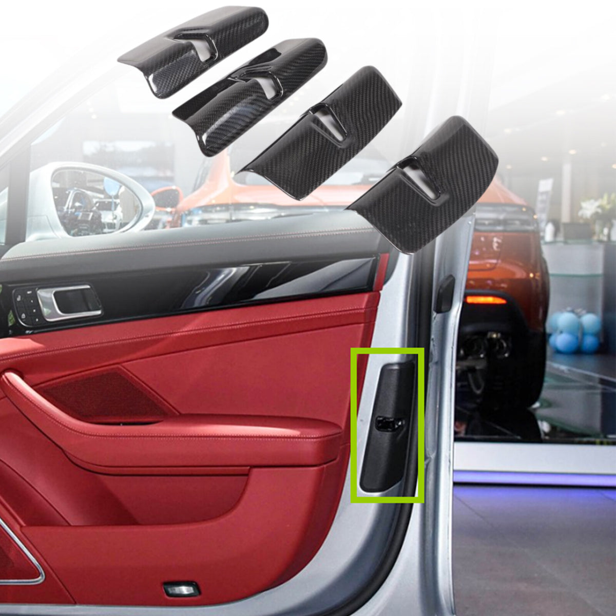 Real Carbon Fiber Interior Door Lock Trim Cover For Porsche Panamera 17-23 1