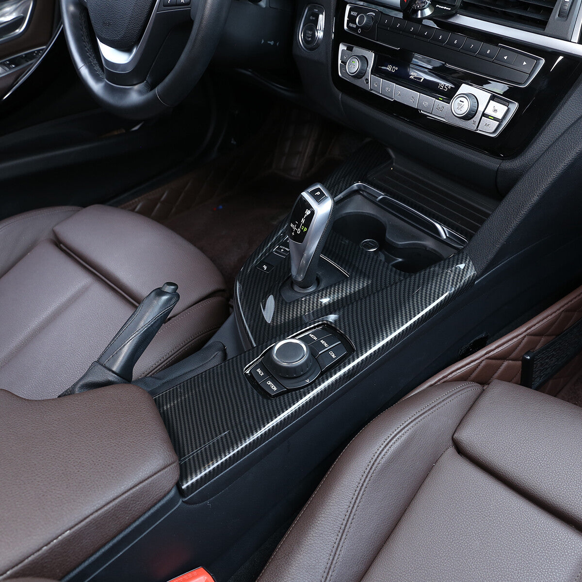 ABS Carbon Fiber Gear Shift Panel Cover Trim For BMW 3 Series F30 F34 2013-2019 10