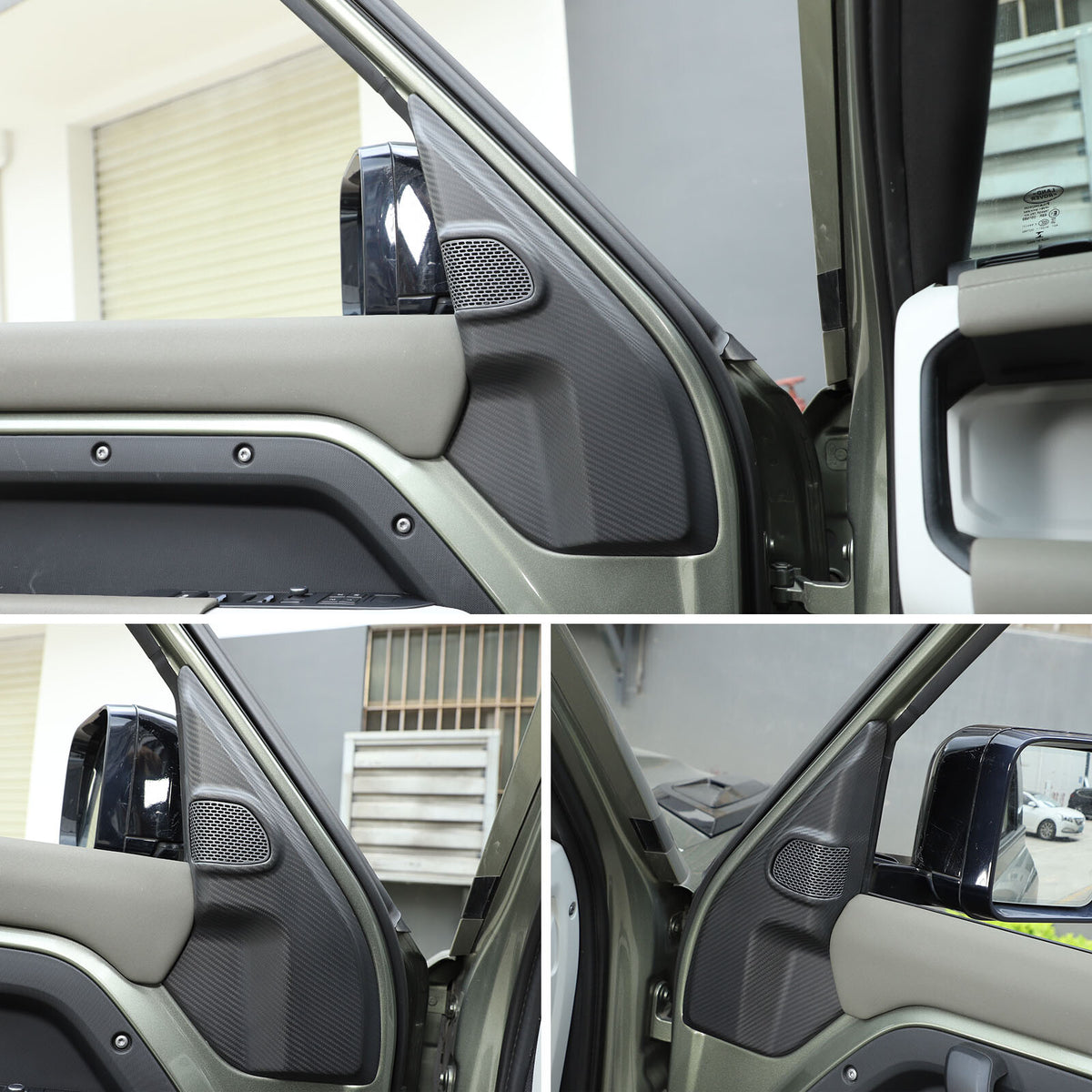 Matte Real Carbon Fiber A pillar Door Speaker Trim Cover For LR Defender 20-24 23