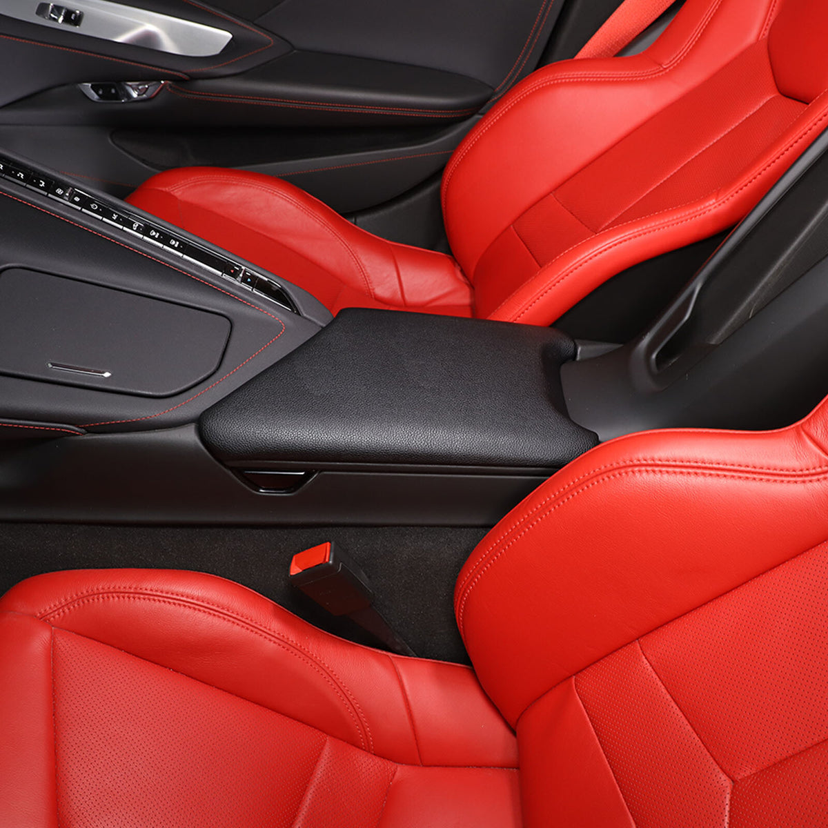 ABS & PU Leather Center Console Armrest Box Cover For Corvette C8 2020-26 7