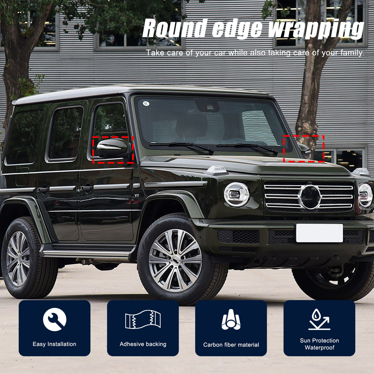 Honeycomb Real Carbon Fiber Rear View Mirror Cover Trim For Benz G500 G63 19-23 6