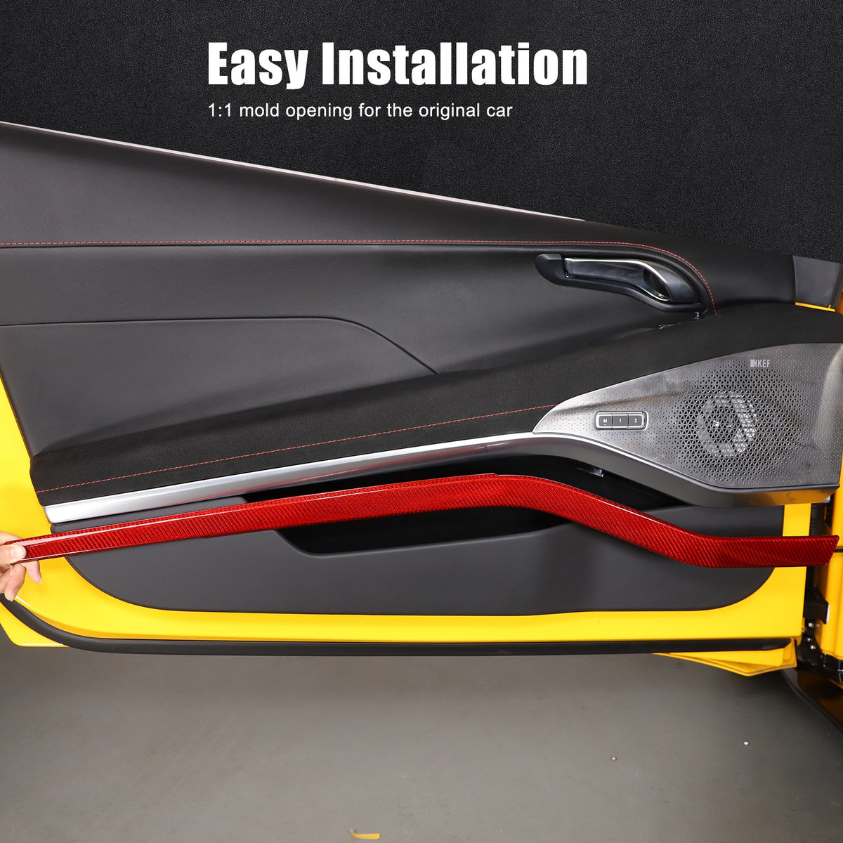 Red Real Carbon Fiber Interior Inner Door Panel Trim For Lotus Emira 2021-2023 16