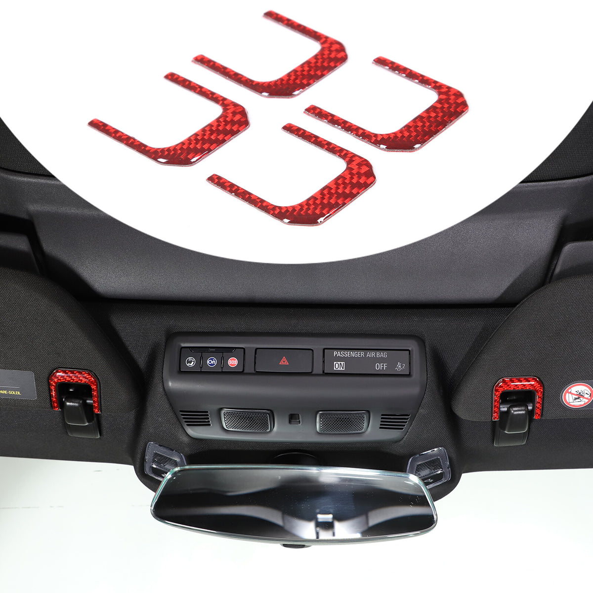 Red Soft Carbon Fiber Interior Decor Trim Kit Cover Set For Corvette C8 20-25 134