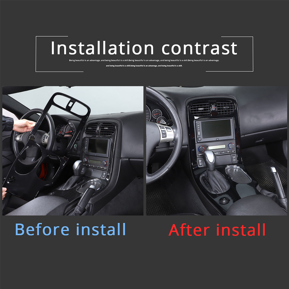Glossy Black ABS Interior Full Center Console Trim Set For Corvette C6 05-13 US 18