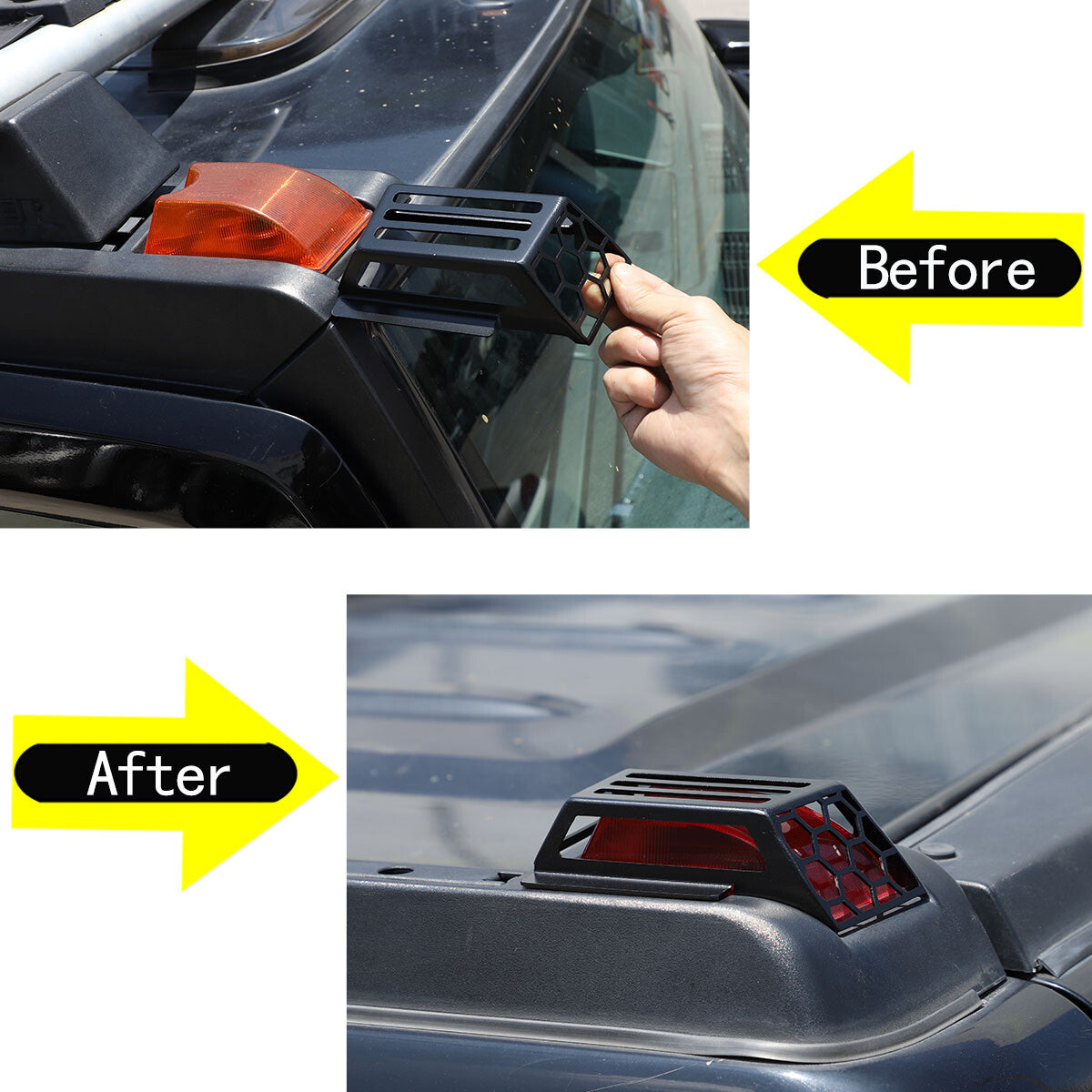 Carbon Steel Roof Cab Marker Running Lights Cover trim for Hummer H2 2003-09 6