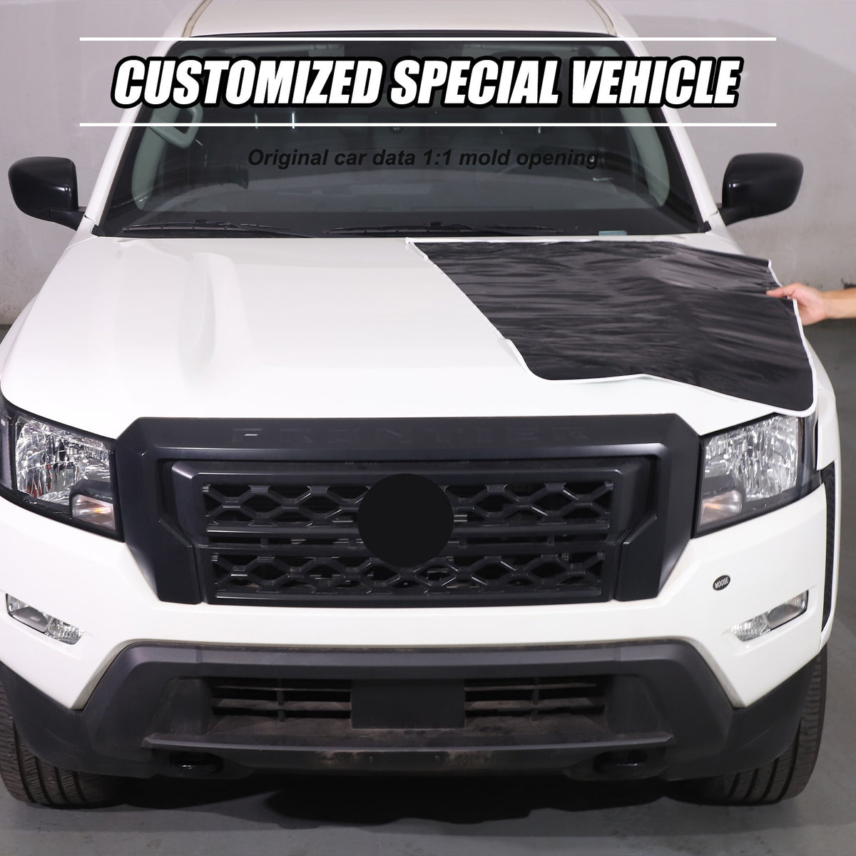 Black Front Exterior Hood Trim Sticker Decal For Nissan Frontier 2024+ US 3