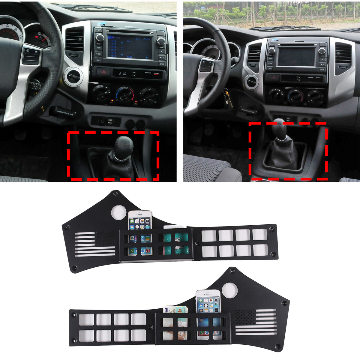 Flag Center Gear Shift Storage Box Organizer Tray Basket for Toyota Tacoma 06-14 3