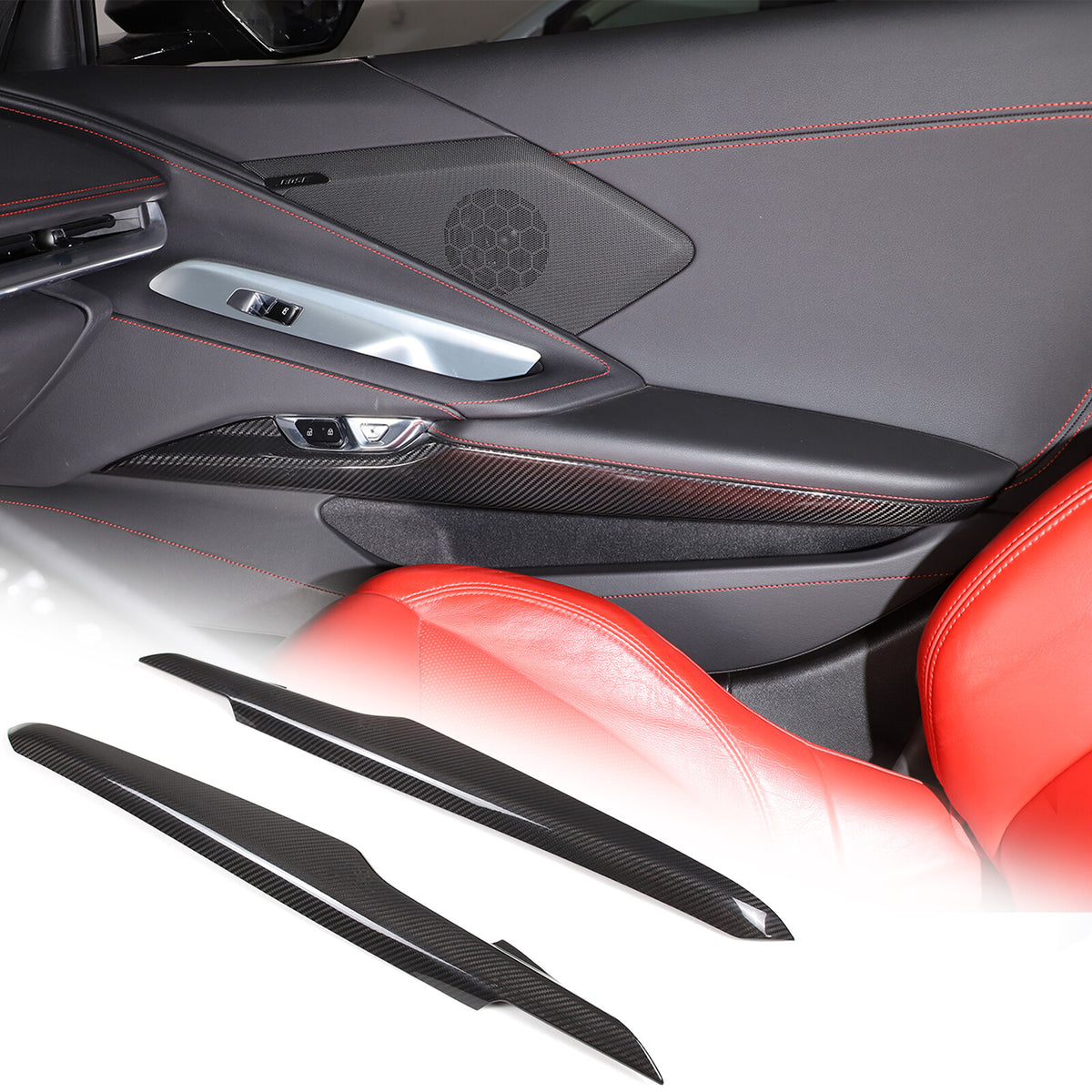 Real Carbon fiber Interior Inner Door Panel Cover Trim for Corvette C8 20-26 US 2