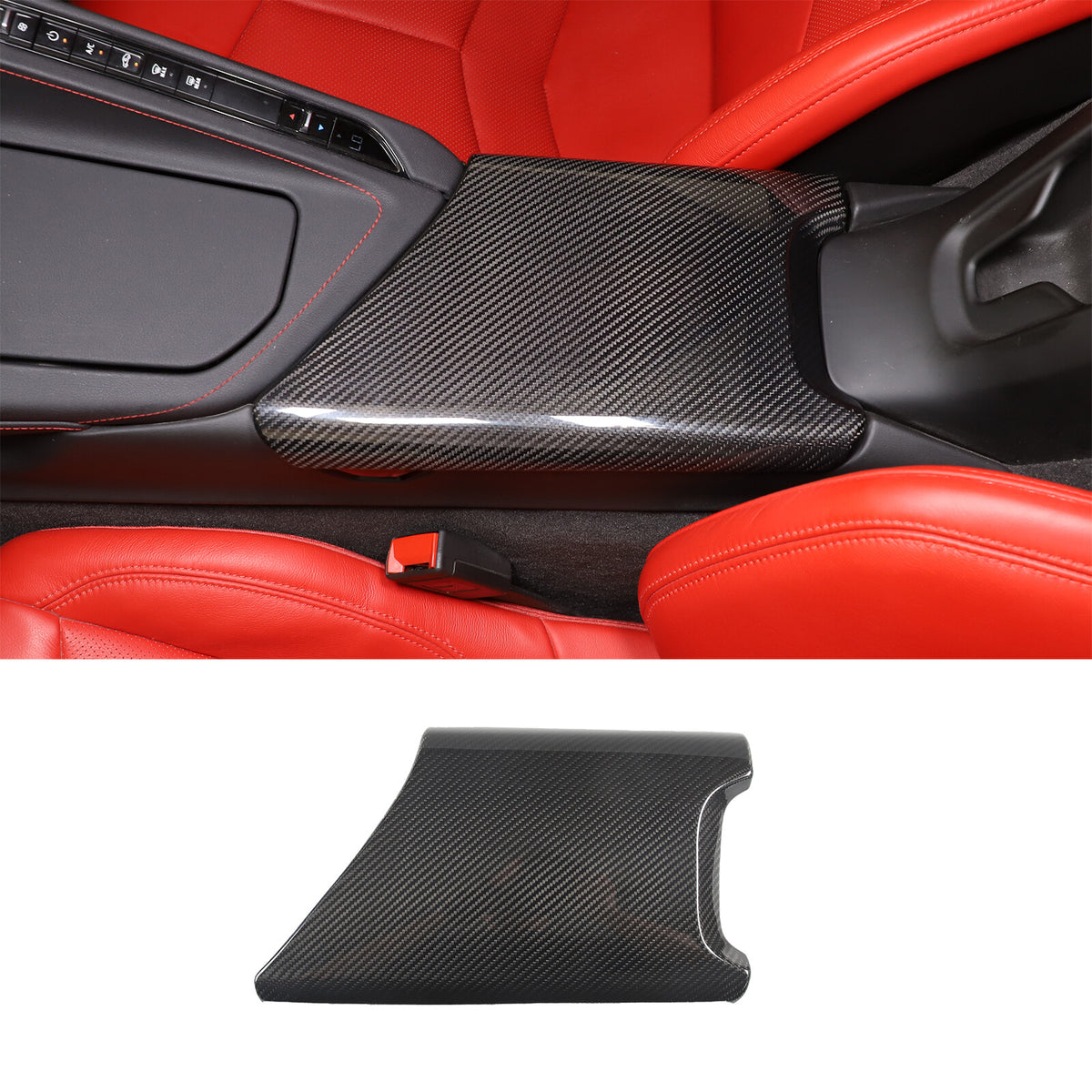 Real Carbon Fiber Center Console Armrest Box Cover Trim For Corvette C8 2020-26 3