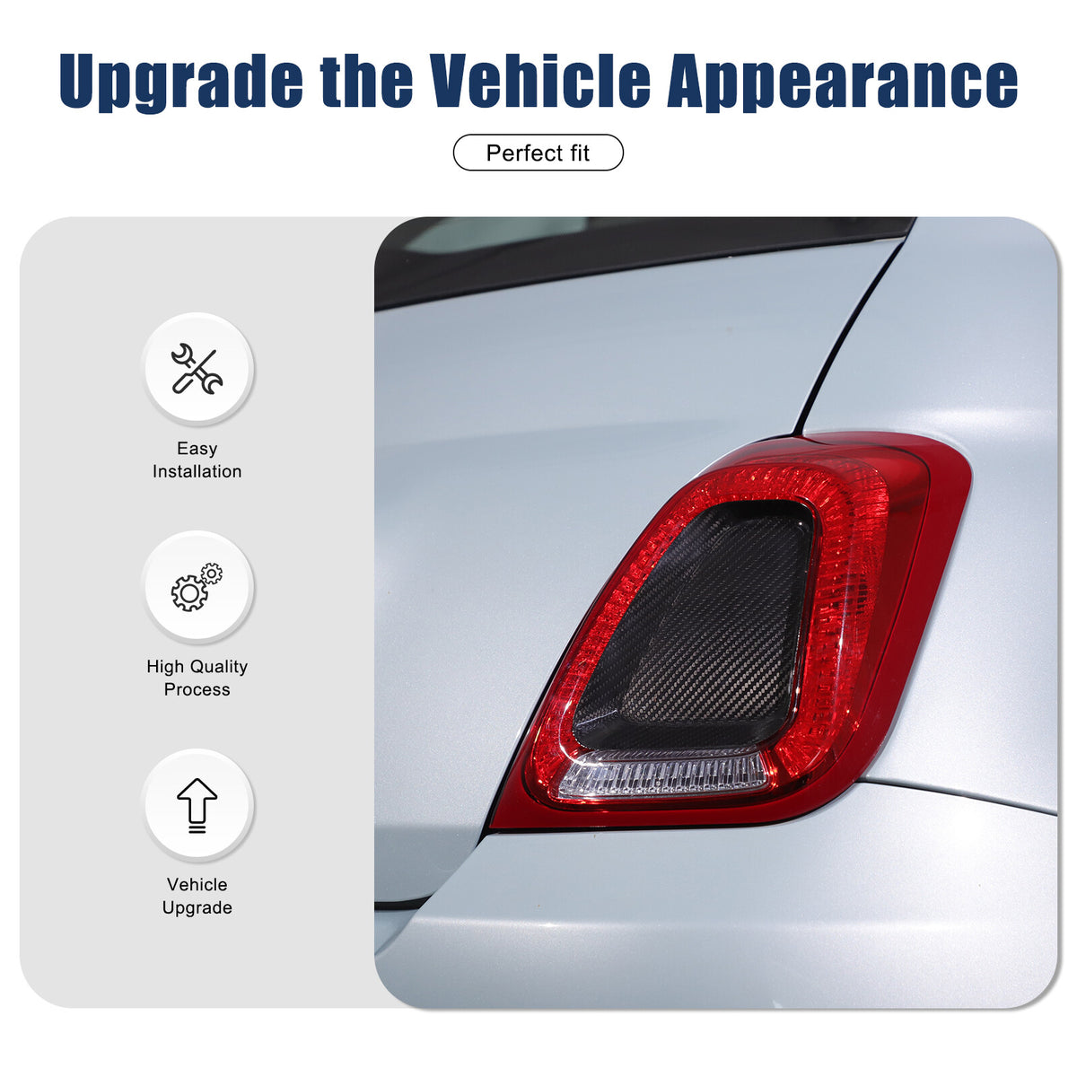 Real Carbon Fiber Rear Tail Light Panel Trim for Fiat 500 Abarth 595 695 16+ 16