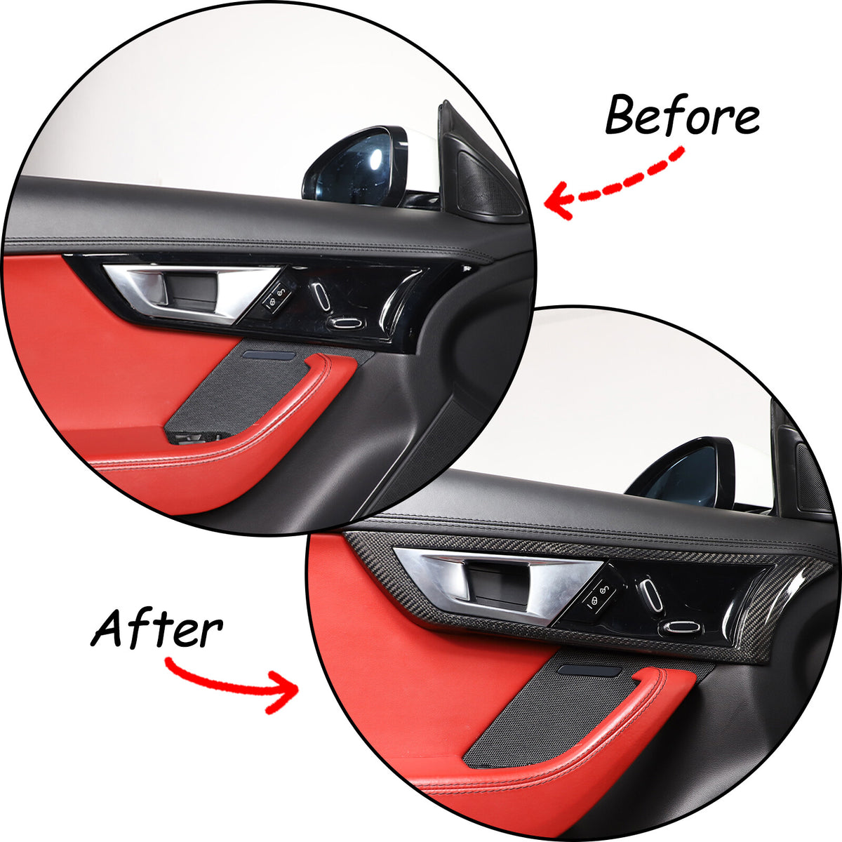 Real Carbon Fiber Inner Door Handle Frame Cover Trim For Jaguar F-TYPE 2013-2024 9