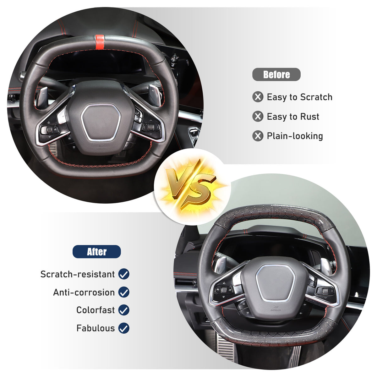 Real Honeycomb Carbon Fiber Steering Wheel Top Handle Cover Trim For C8 Corvette 10