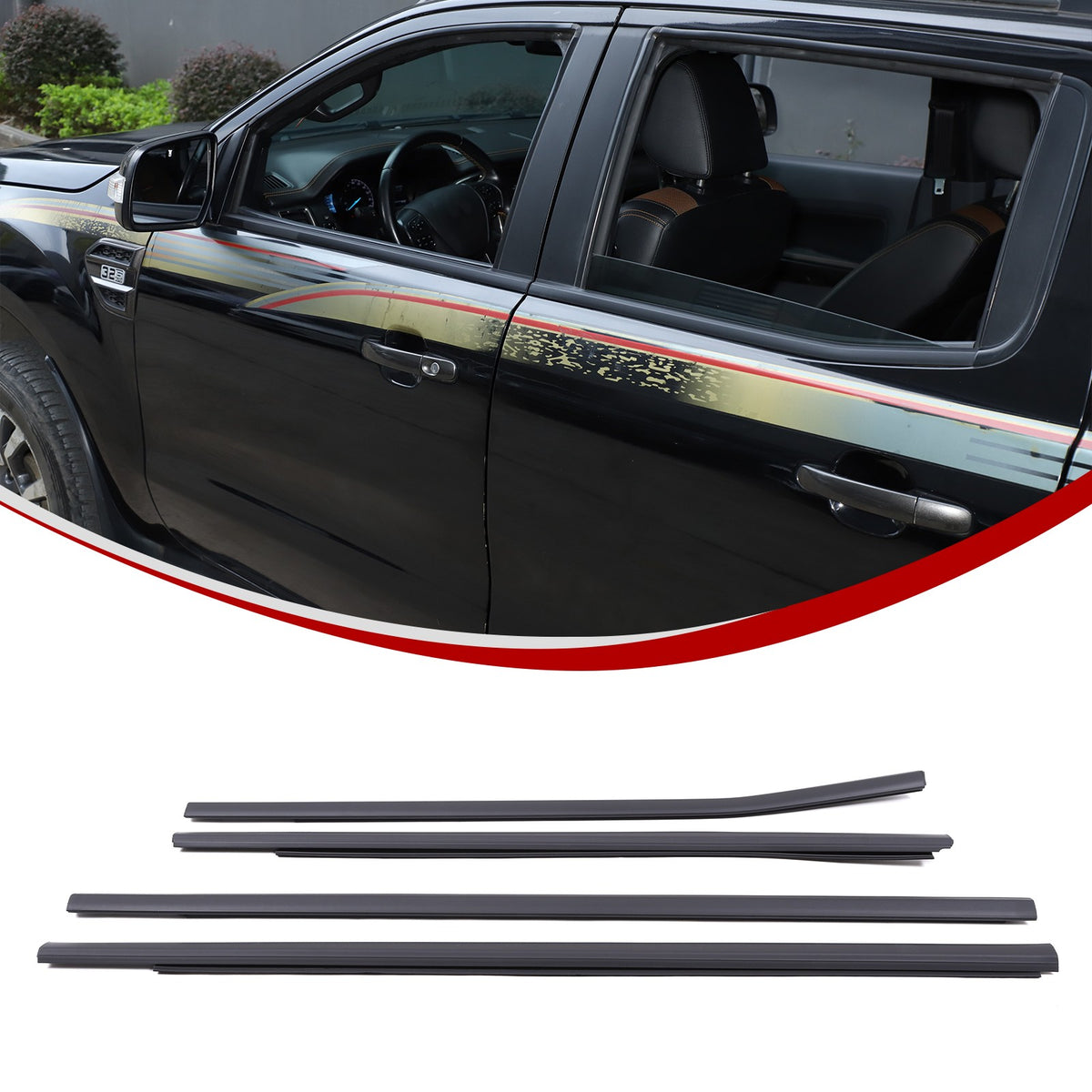 Replacement Car Window Outer Beltline Seal Trim For Ford Ranger T6 2013-2021 US 18