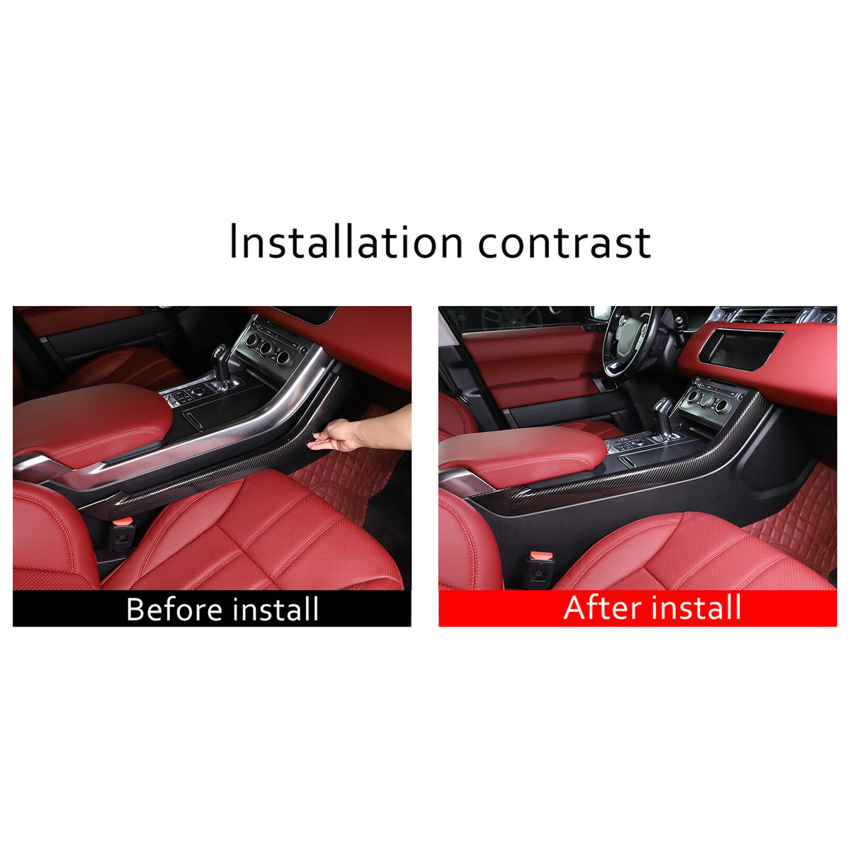 Carbon Fiber Center Gear Shift Side Panel Trim For LR Range Rover Sport 2014-17 19