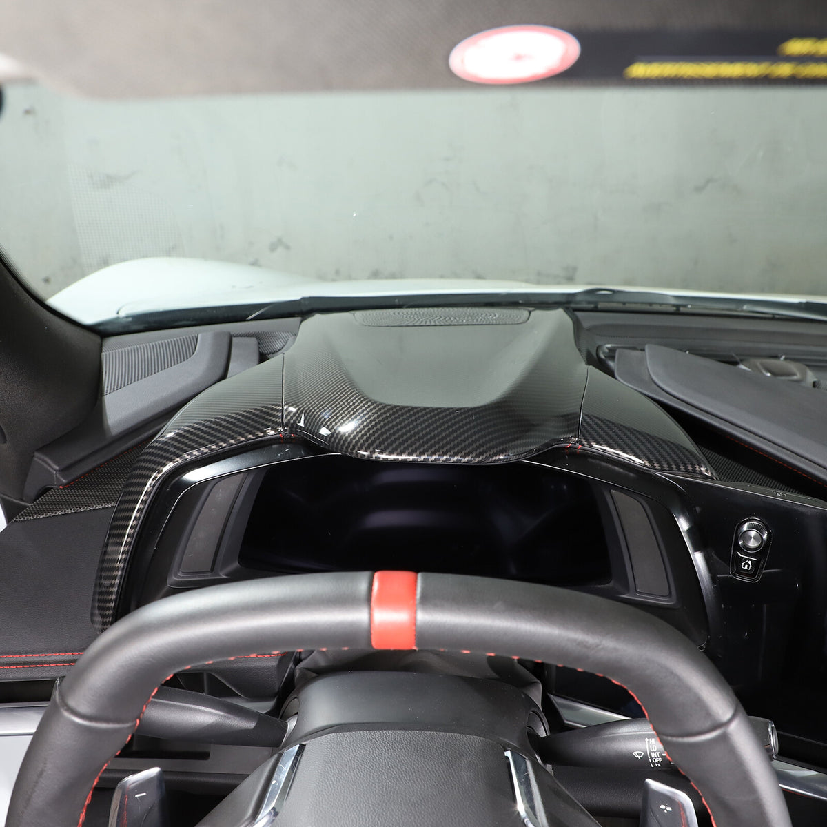 ABS Carbon Fiber Dashboard Instrument Upper Panel Cover For Corvette C8 20-25 3
