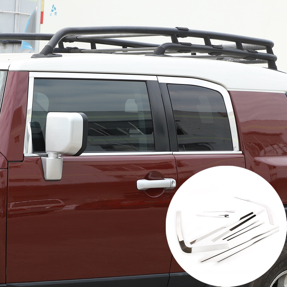 For Toyota FJ Cruiser 07-21 Silver Steel Lower Window Strip Sill Molding Trim US 7