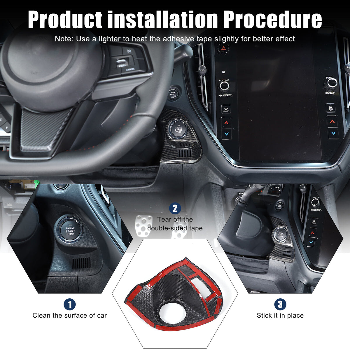 Real Carbon fiber Engine Start Stop Button Cover Trim For Subaru WRX VB 2022-24 16