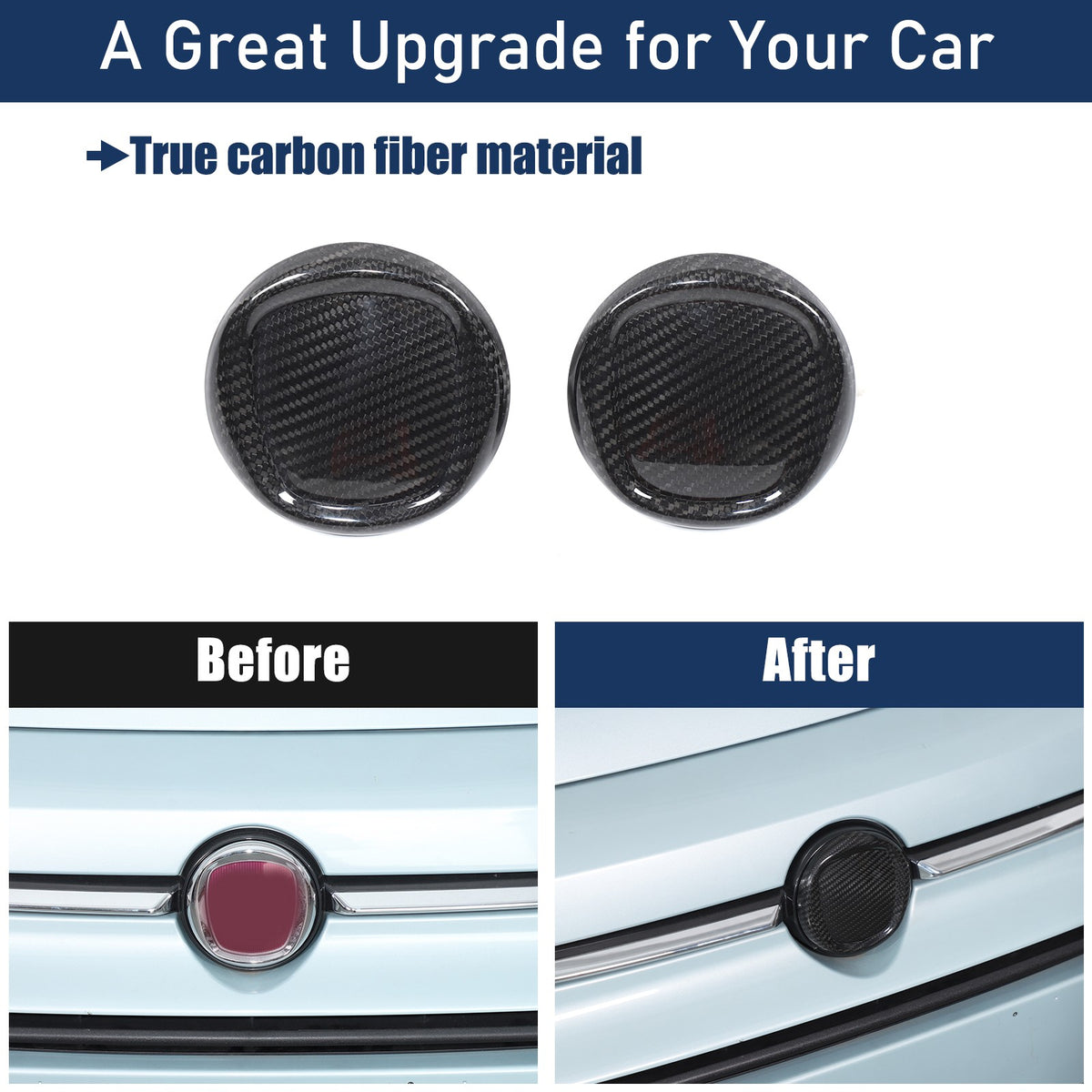 Real Carbon Fiber Front & Rear Emblem Cover Trim For Fiat 500 312 2016+ 21