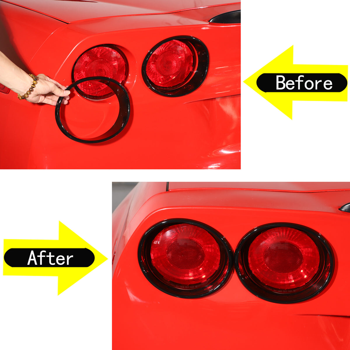 Gloss Black Tail Light Surround Trim Ring For Corvette C6 2005-2013 5